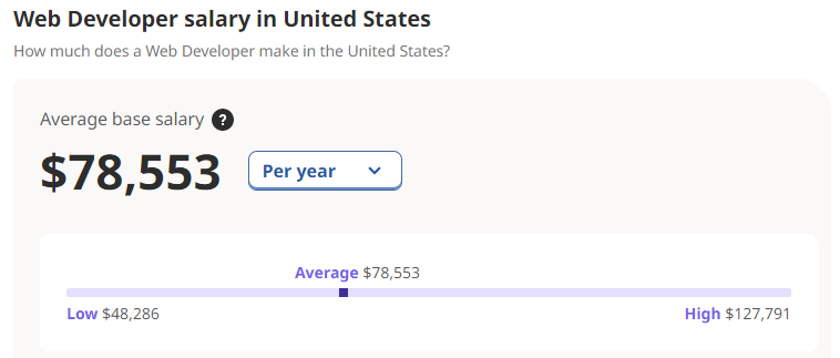 how much developer make in US